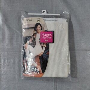 Vtg 90s Hanes Her Way Thermal Wear Pants Thermal‎ Bottoms Women's 2XL White
